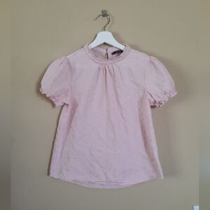 Sweet Petal Pink Eyelet Cotton Top Puff Sleeve